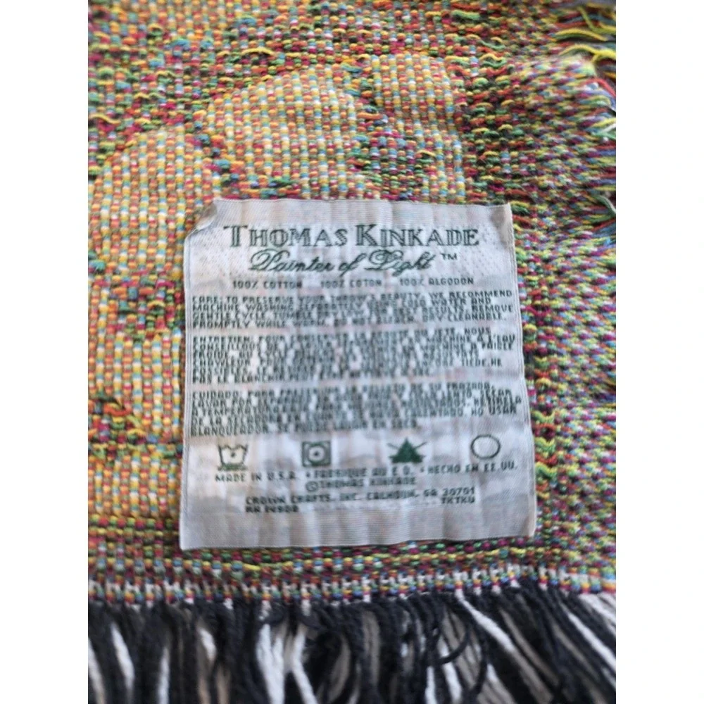 Thomas Kinkade Woven Tapestry Throw Blanket Rainy Neighborhood